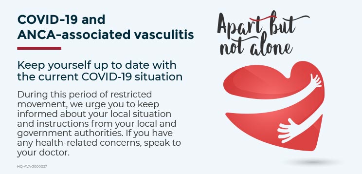 AAV banner urging patients to stay up to date on the Covid-19 situation